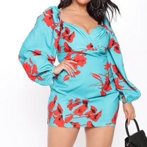 Fashion Nova Water Lilly floral mini plus size dress